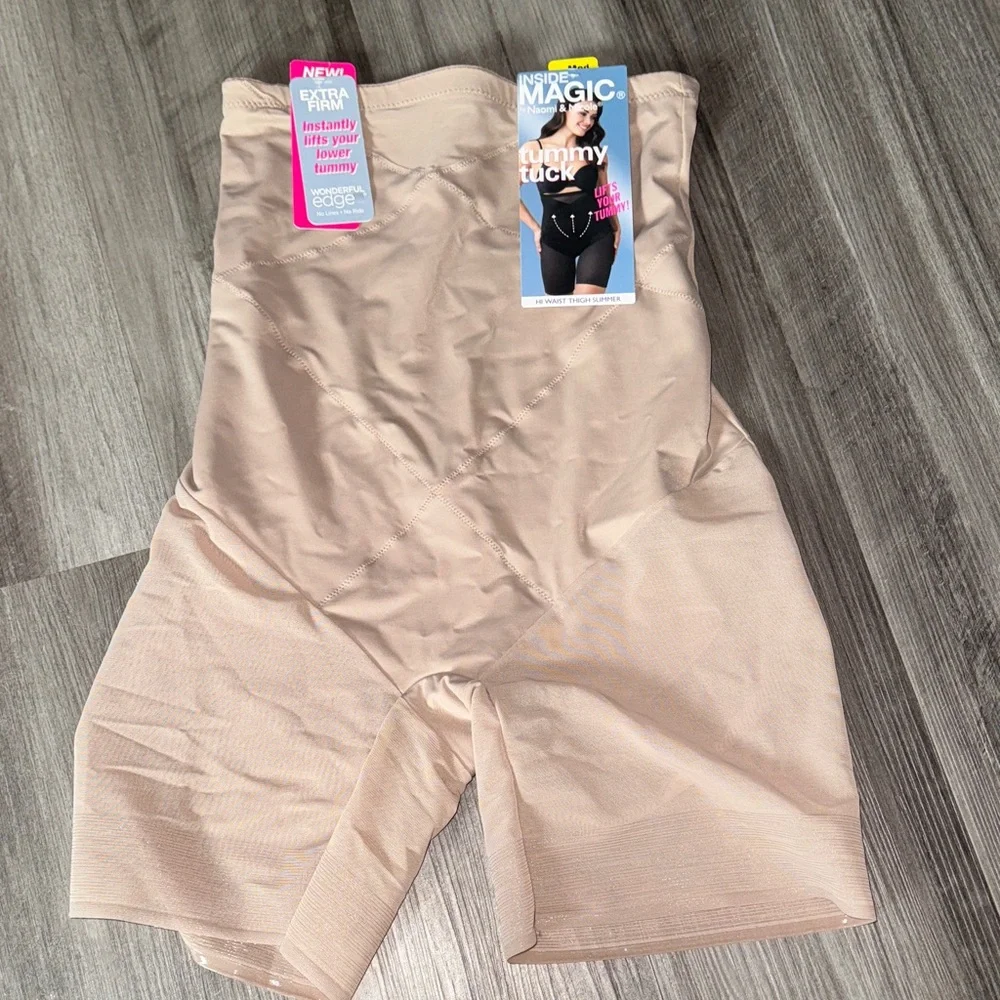 NEW Naomi & Nicole Women hi waist Firm Control Thigh Slimmer Shorts medium lift